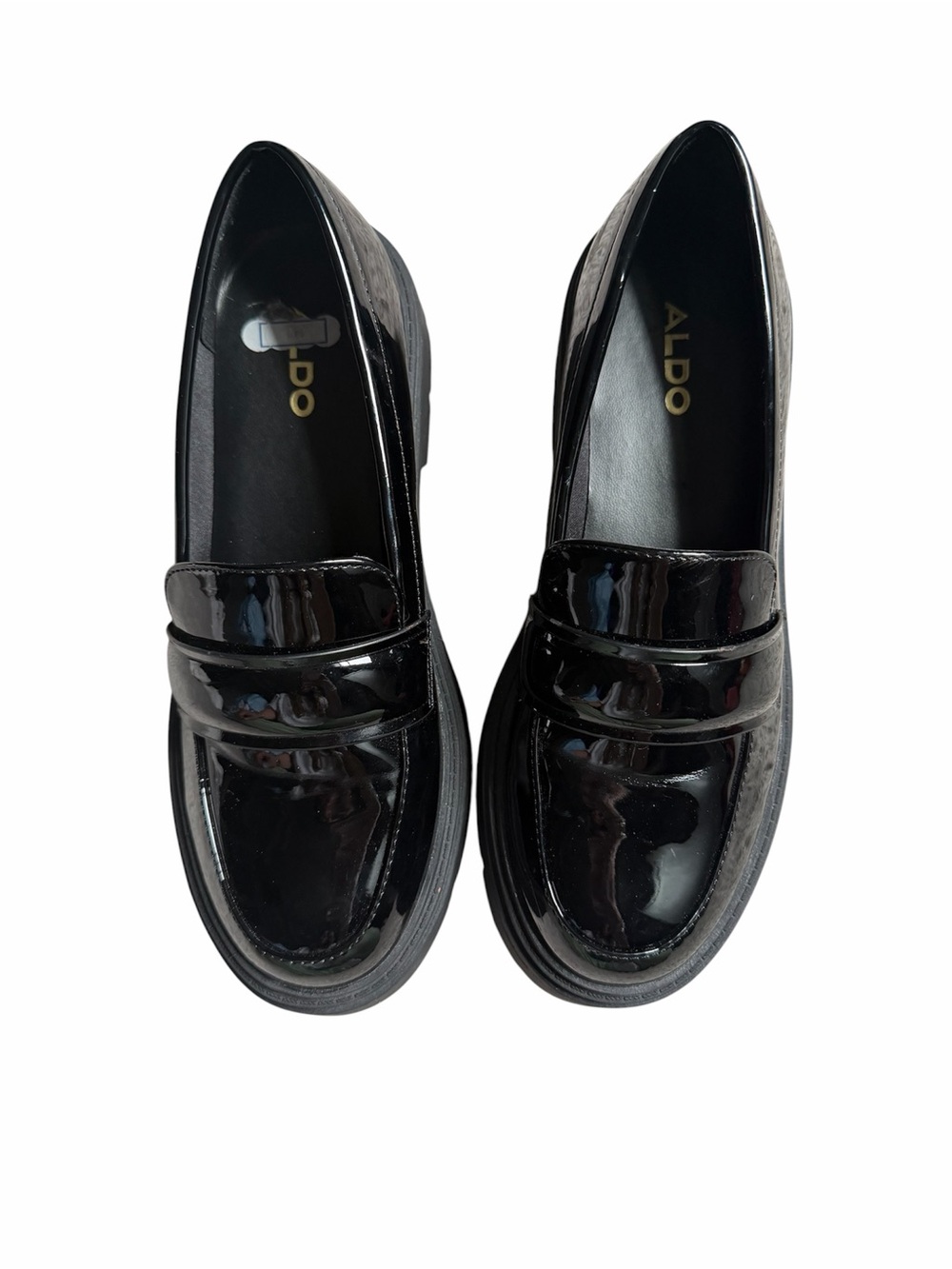 ALDO Mazey Black Synthetic Patent Women's Loafers & Oxfords Size 7 - Picture 2 of 7